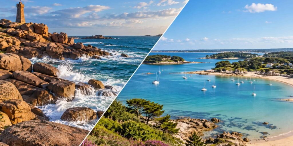 Comparaison des paysages du littoral en Bretagne Nord et Sud
